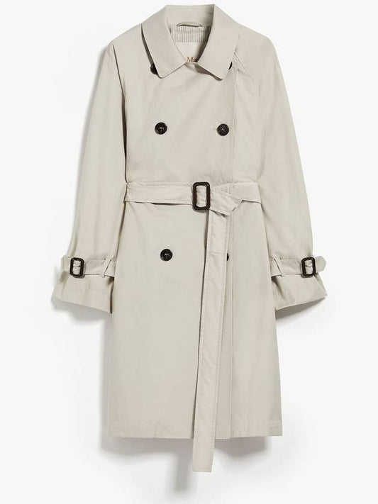 The Cube Tea Trench TITRENCH Double Breasted Cotton Twill Trench Coat Ecru 002 - MAX MARA - BALAAN 1