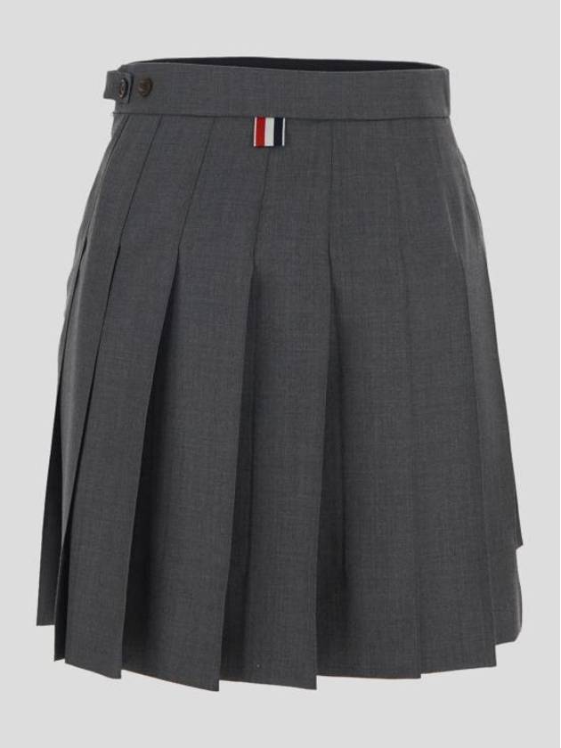 RMB Wool Mini Pleated Skirt Grey - THOM BROWNE - BALAAN 3