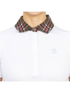 Women's Golf Logo Tech Tartan Neck Short Sleeve PK Shirt White - HYDROGEN - BALAAN 7