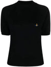 ORB Embroidery Logo Wool Knit Top Black - VIVIENNE WESTWOOD - BALAAN 1