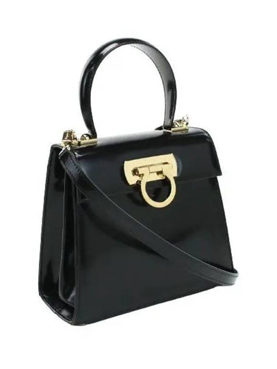 Iconic Top Handle Small Tote Bag Black - SALVATORE FERRAGAMO - BALAAN 2