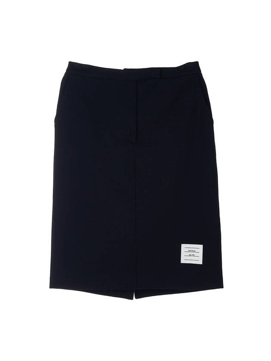 Milano Stitch Wool H Line Skirt Navy - THOM BROWNE - BALAAN 1