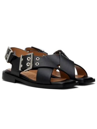 Cross Strap Buckle Sandals Black - GANNI - BALAAN 2