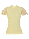 Golf Wear Chiffon Wings High Neck Short Sleeve T-Shirt Lemon - J JANE - BALAAN 2