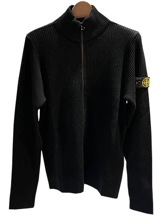 Kids Waffen Patch Wool High Neck Zip up Knit Cardigan Black 7716512A3 V0029 - STONE ISLAND - BALAAN 2