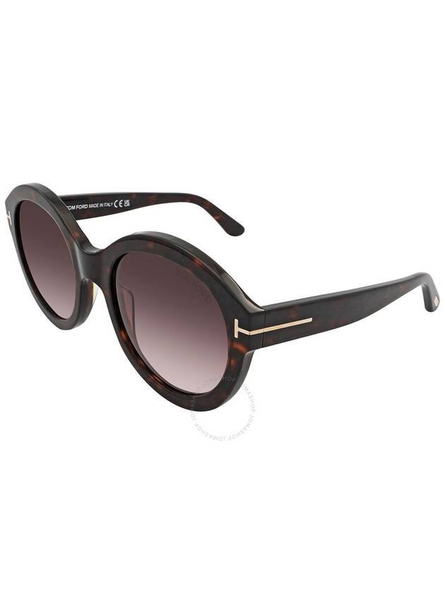 Open Box - Tom Ford Kelly Burgundy Round Ladies Sunglasses FT0611 52T 53 - TOM FORD - BALAAN 3