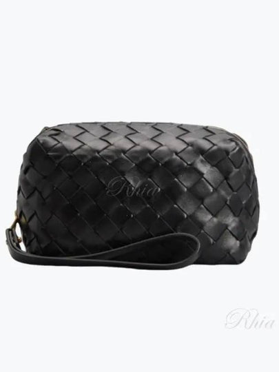 Intrecciato Leather Pouch Black - BOTTEGA VENETA - BALAAN 2