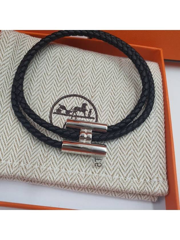 Tunis Tresse Palladium Bracelet Noir - HERMES - BALAAN 3