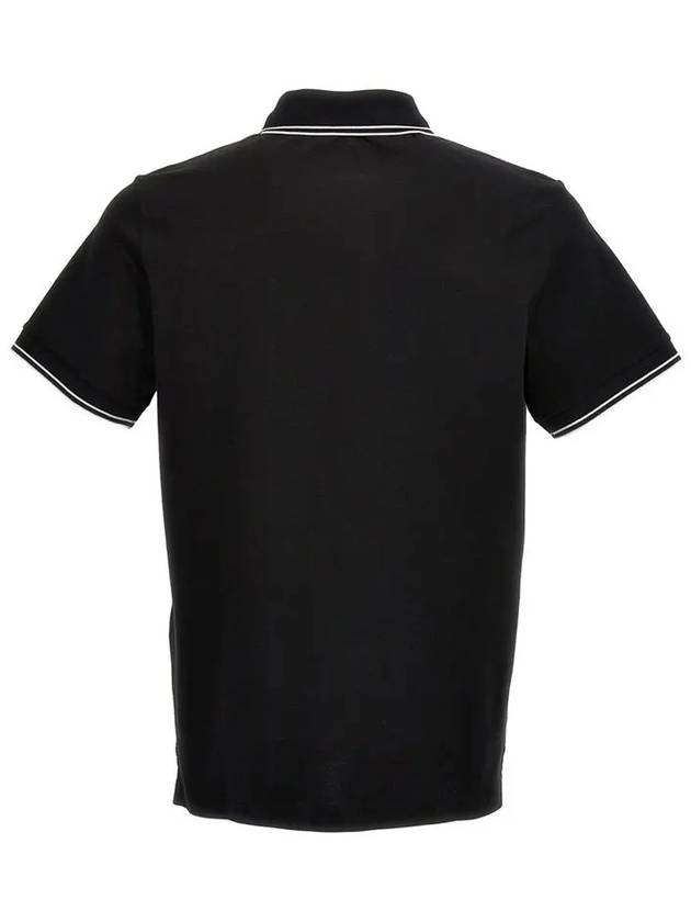 Logo Patch Short Sleeve Polo Shirt Black - STONE ISLAND - BALAAN 4