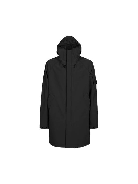 Men's Logo Wappen Shell R Hooded Long Jacket Black - CP COMPANY - BALAAN.