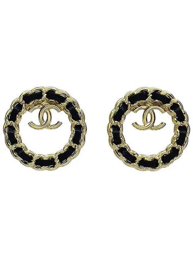 24K chain CC logo round earrings black gold 4ET1564 - CHANEL - BALAAN 1