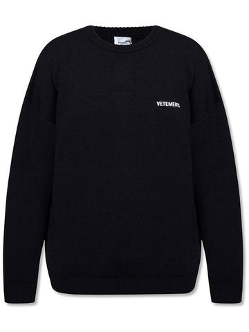 Small Logo Wool Knit Top Black - VETEMENTS - BALAAN 1