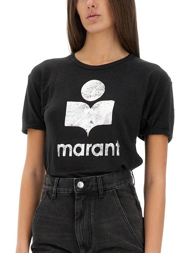 Koldi Linen Short Sleeve T-Shirt Black - ISABEL MARANT ETOILE - BALAAN 9