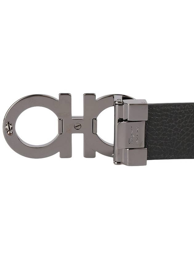 Gancini Reversible Adjustable Leather Belt Cane Sugar Brown Black - SALVATORE FERRAGAMO - BALAAN 7