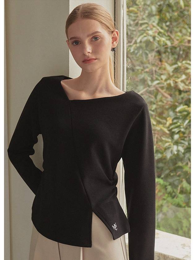 Women's Winning Line Slit Long Sleeve T-Shirt Black - MICANE - BALAAN 1