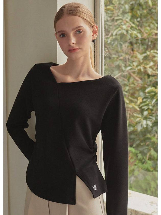 Women's Winning Line Slit Long Sleeve T-Shirt Black - MICANE - BALAAN 1