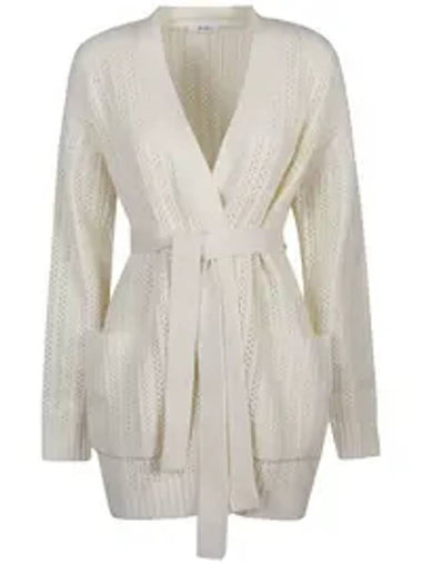 Belted long sleeve cardigan white - MAX MARA - BALAAN 1