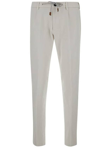 White Jogger Pants With Drawstring In Stretch Cotton Man - ELEVENTY MILANO - BALAAN 1