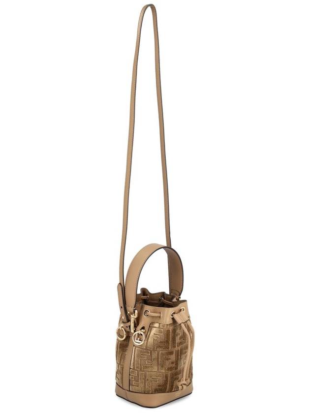 Mon Tresor FF Jacquard Velvet Mini Bucket Bag Brown - FENDI - BALAAN 4