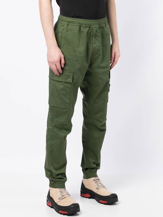 Stretch Cotton Wool Satin Cargo Pants Green - STONE ISLAND - BALAAN 3