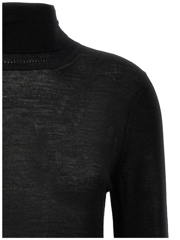 Cassandre Wool Turtle Neck Black - SAINT LAURENT - BALAAN 4