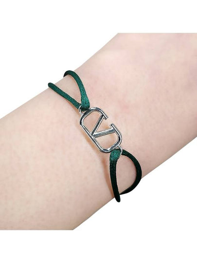 Silver V Logo Signature Bracelet Green - VALENTINO - BALAAN 2