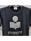 Koldi Logo Linen Short Sleeve T-Shirt Black - ISABEL MARANT ETOILE - BALAAN 5