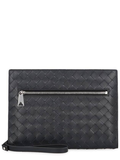 Intrecciato Zipper Small Clutch Bag Black - BOTTEGA VENETA - BALAAN 2