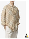 Check Cotton Long Sleeve Shirt Beige - BURBERRY - BALAAN 2