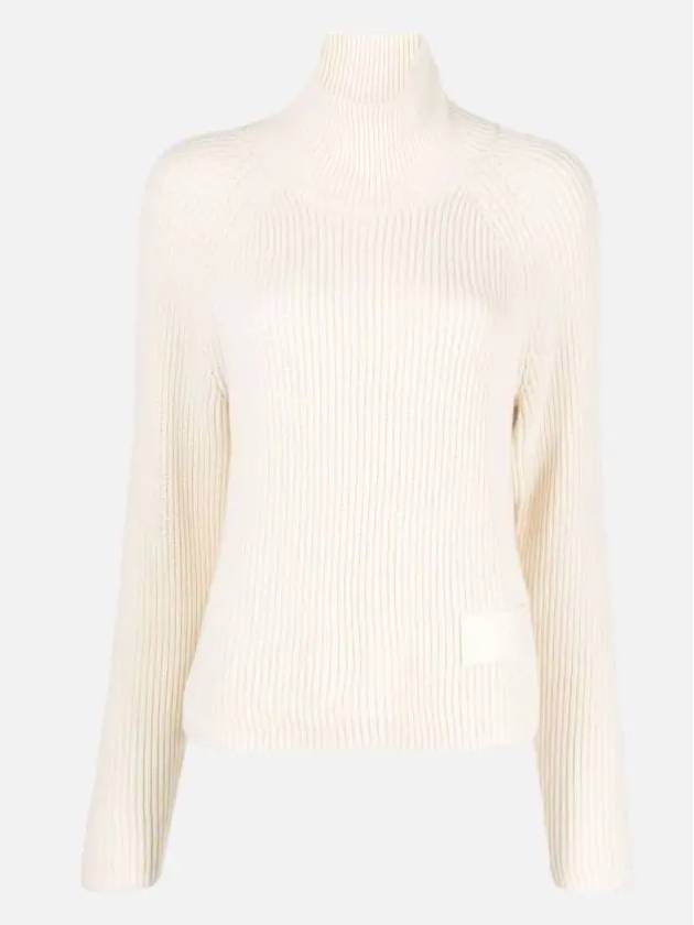 Cotton Wool Blend Turtleneck Ivory - AMI - BALAAN 4