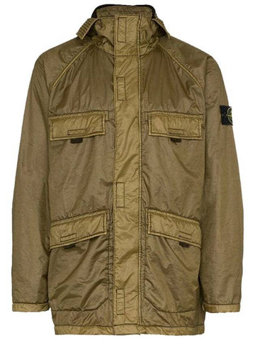 Waffen Rami Flock Hooded Jacket Khaki - STONE ISLAND - BALAAN 1