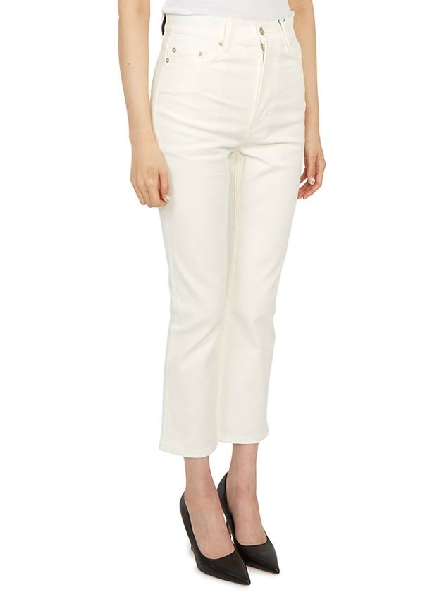 Women's Denim High Waist Cropped Jeans White - AMI - BALAAN.