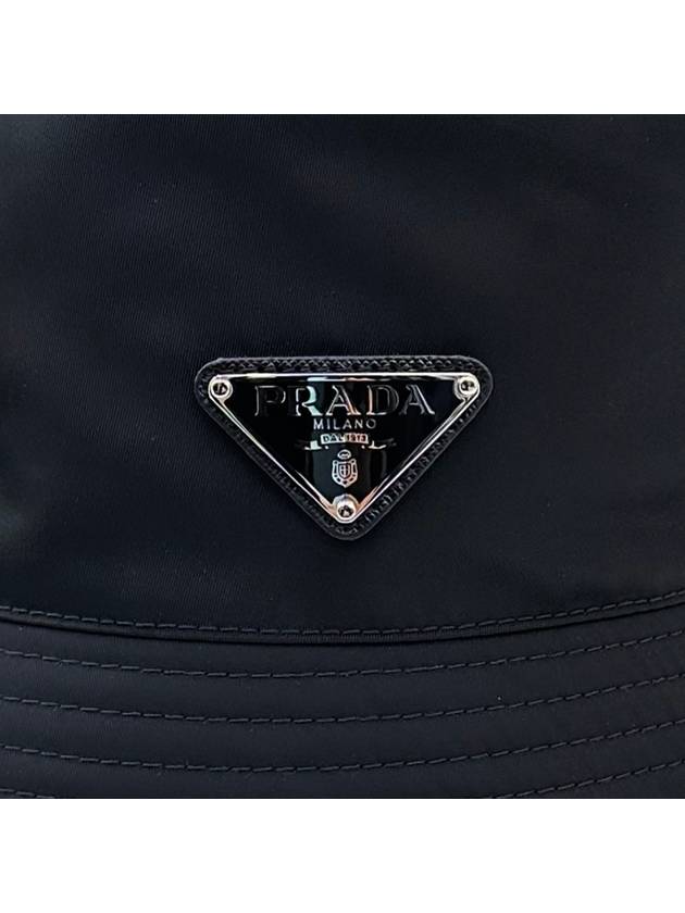 Triangle Logo Re-nylon Bucket Hat Black - PRADA - BALAAN 5