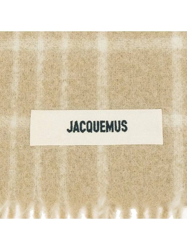 L’echarpe Carro Le Chouchou Jacquard Check Scarf Beige - JACQUEMUS - BALAAN 4