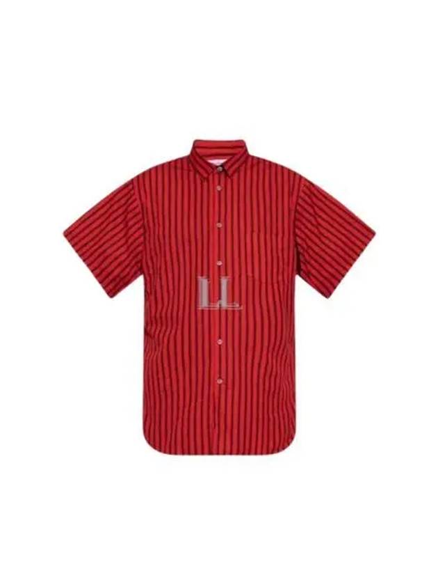 Striped Short Sleeve Shirt Black Red - COMME DES GARCONS - BALAAN 2