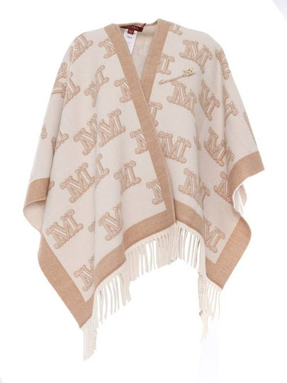 Fringe Logo Wool Cape Beige - MAX MARA - BALAAN 2