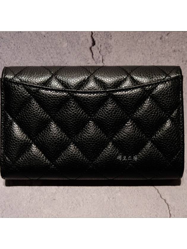 Classic Flap Wallet Grained Calfskin & Silver Black - CHANEL - BALAAN 3