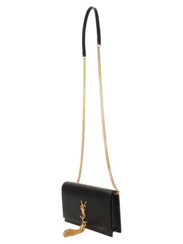 Kate Chain Grain De Poudre Leather Long Wallet Black - SAINT LAURENT - BALAAN 3