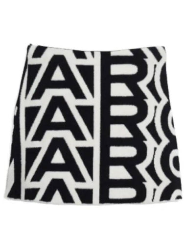 Flock Monogram Mini Skirt Black Ivory MJKAW23002BKX - MARC JACOBS - BALAAN 1