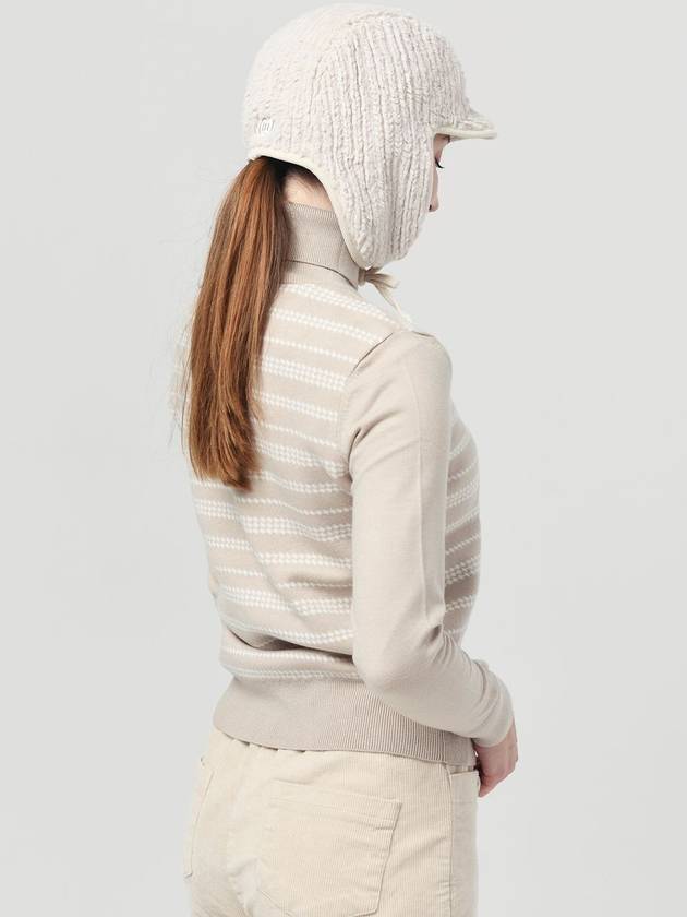 Women’s Houndstooth Double-sided Jacquard Beige Turtleneck Knit DO6222TL21 1 - DOYOUKNOWMC GOLF WEAR - BALAAN 4