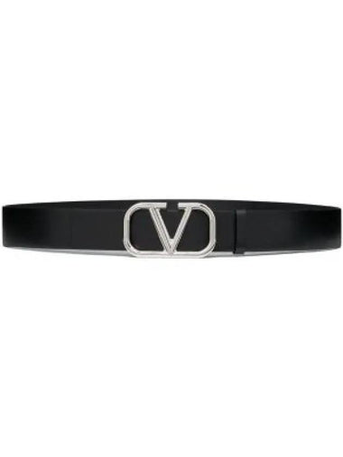 V Logo Signature Belt Black - VALENTINO - BALAAN 1