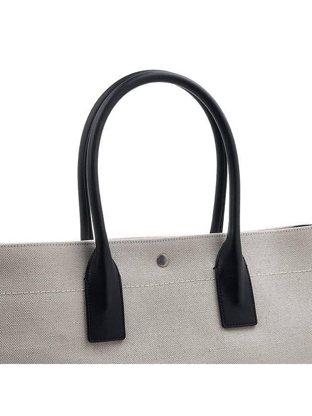 Rive Gauche Canvas Smooth Leather Large Tote Bag Black - SAINT LAURENT - BALAAN 8