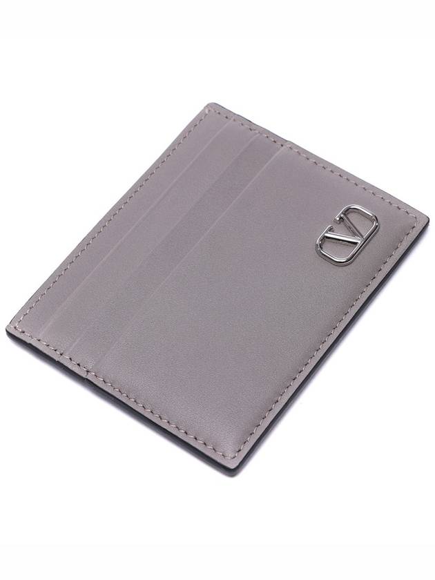 V Logo Signature Card Wallet Grey - VALENTINO - BALAAN 6