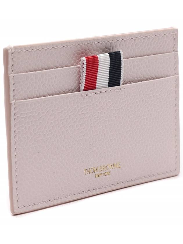 Stripe Note Compartment Pebble Grain Leather Card Wallet Pink - THOM BROWNE - BALAAN 4