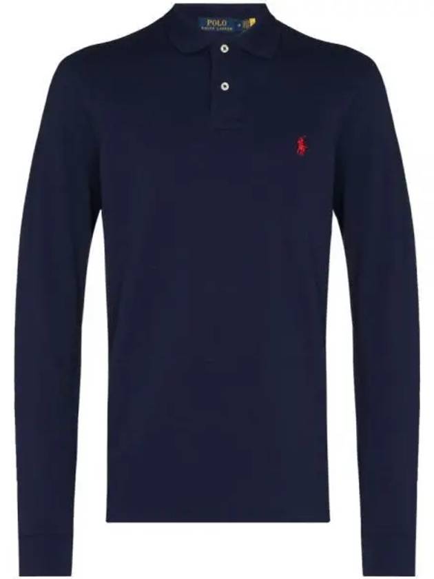 Embroidered Logo Slim Fit Polo Shirt Dark Blue - POLO RALPH LAUREN - BALAAN 2