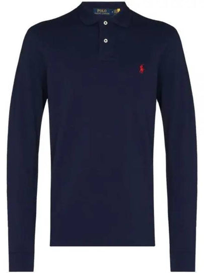 Embroidered Logo Slim Fit Polo Shirt Dark Blue - POLO RALPH LAUREN - BALAAN 2