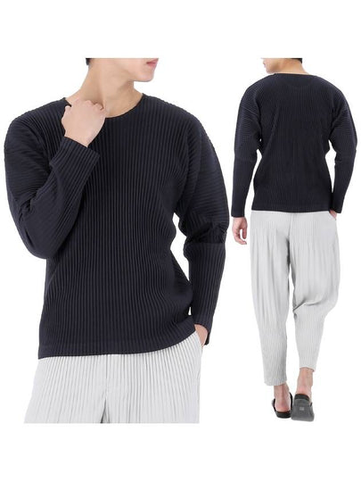 Pleated Basic Long Sleeve T-Shirt Navy - ISSEY MIYAKE - BALAAN 2