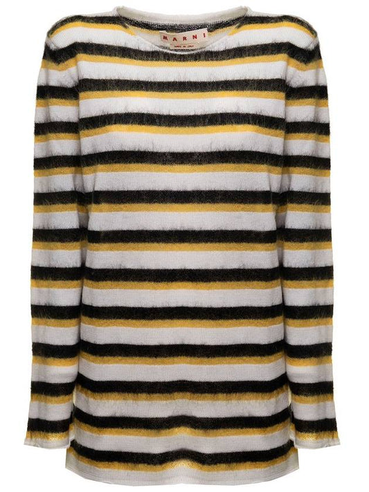 Striped Wool Knit Top Yellow Black White - MARNI - BALAAN 1