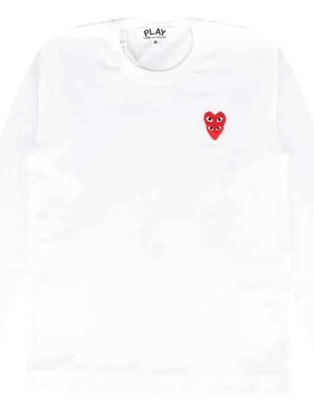 Double Heart Wappen Long Sleeve T-Shirt White - COMME DES GARCONS - BALAAN 2