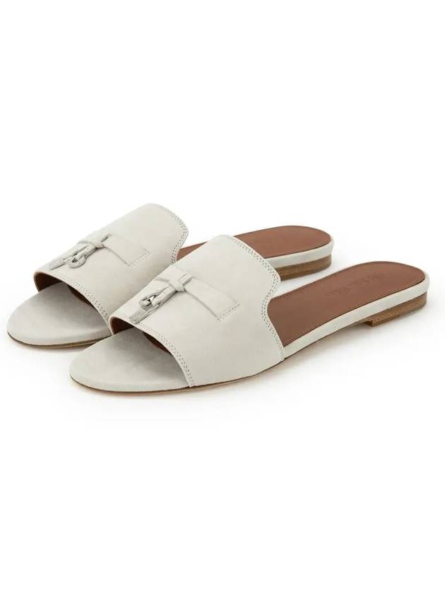 Summer Charms Suede Sandal Slippers Pearl Powder - LORO PIANA - BALAAN 2